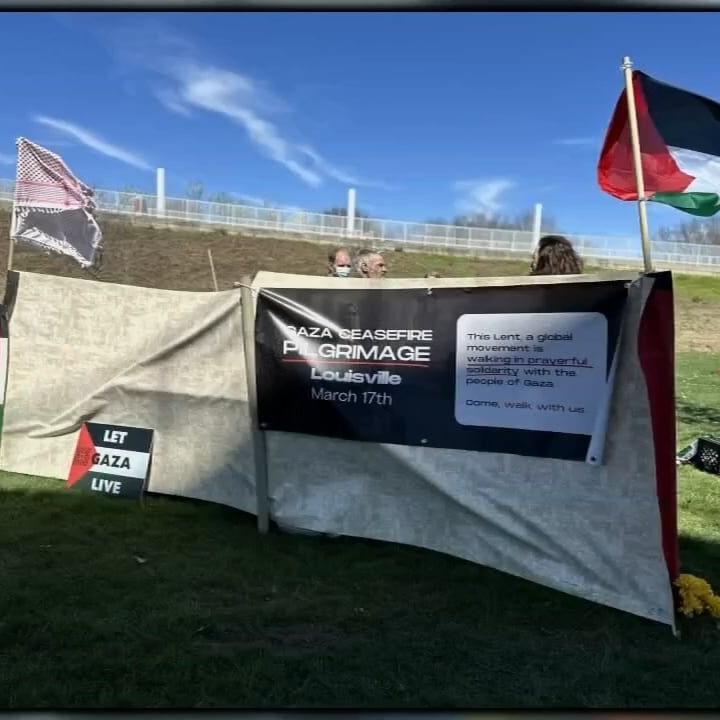 Several people gather at Big Four Bridge to support ceasefire in Gaza